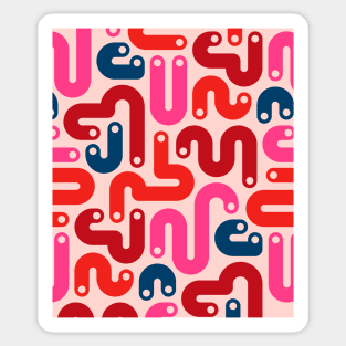 JELLY BEANS Squiggly New Wave Postmodern Abstract 1980s Geometric in Red Fuchsia Pink Burgundy Blue with Blush Dots - UnBlink Studio by Jackie Tahara Sticker